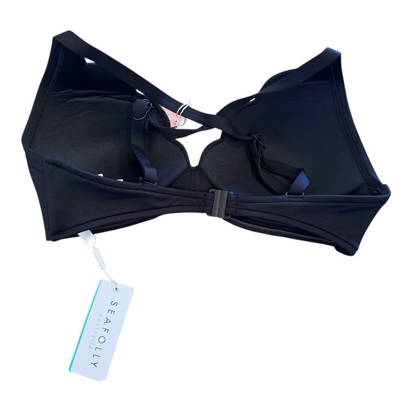 Seafolly Petal Edge triangle D cup bikini top in black NWT - Picture 6 of 9